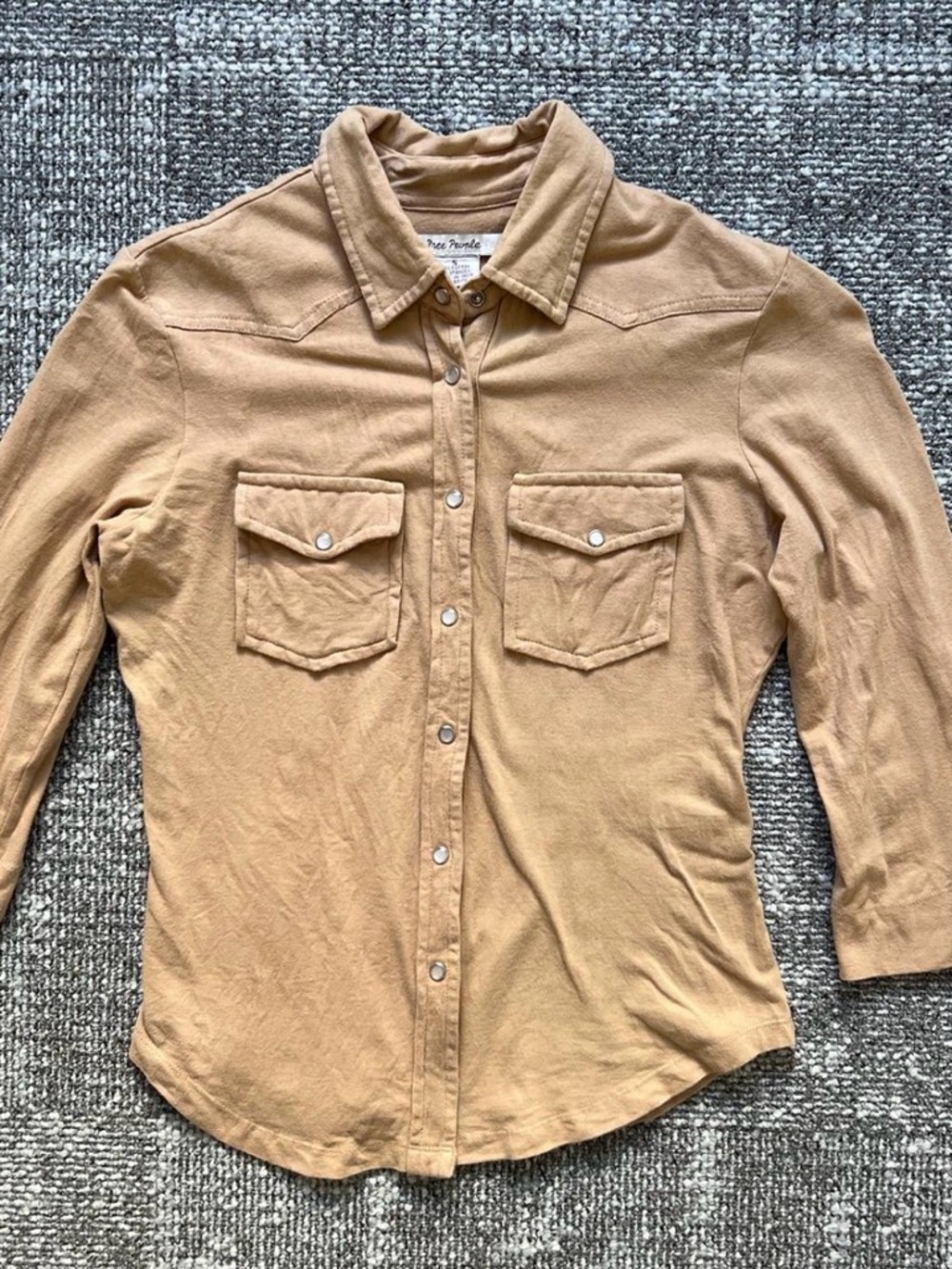 Free People Y2K Vintage Camel Button-Front Western Shirt